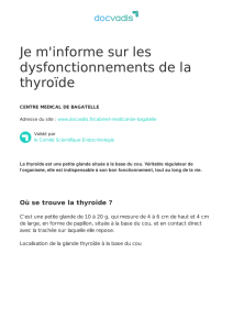 Je m`informe sur les dysfonctionnements de la thyroïde