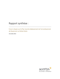 Rapport synthèse : - Rosemont-La Petite