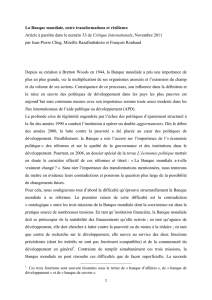 La Banque mondiale, entre transformations et résilience Article à