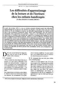 Les difficultés d`apprentissage de la lecture et de l`écriture