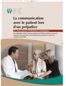 La communication avec le patient lors d`un préjudice