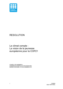 La vision de la jeunesse européenne pour la COP21