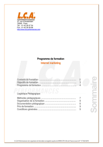 Formation stratégies internet marketing : LCA Performances Ltd