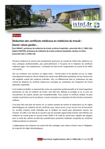 Rédaction des certificats médicaux en médecine du travail : Savoir