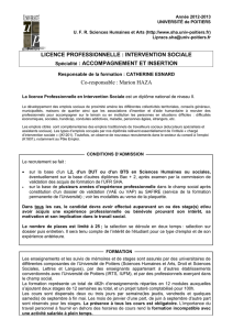 LICENCE PROFESSIONNELLE : INTERVENTION SOCIALE