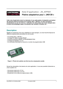 Note D`application : JN_APP001 Platine adaptatrice pour