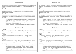 Identifier le verbe Texte 1 : Les beaux jours reviennent. L`oiseau