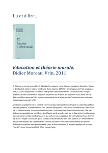 Education et théorie morale, Didier Moreau, Paris, Vrin, 2011, par