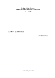 Analyse Elémentaire - Département de Mathématiques