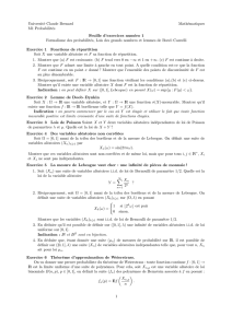 Université Claude Bernard Mathématiques M1 Probabilités Feuille d