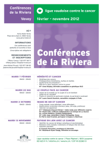 février – novembre 2012 Vevey Conférences de la Riviera