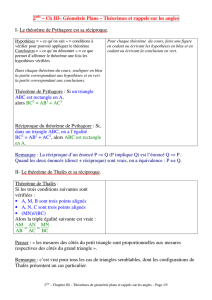 2 – Ch III– Géométrie Plane – Théorèmes et rappels sur les angles I