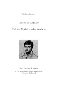 Th`eorie de Galois et th`eorie alg`ebrique des nombres