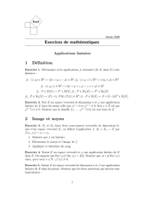 Exercices de mathématiques 1 Définition 2 Image et noyau