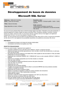 Développement de bases de données Microsoft SQL Server