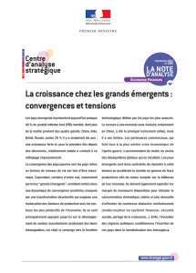 La croissance chez les grands émergents : convergences et tensions