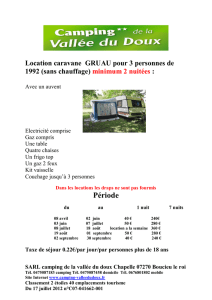 fiche tarifs - Camping Vallée du Doux