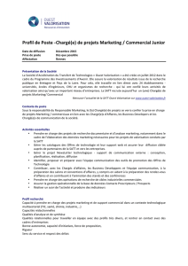 Profil de Poste -‐ Chargé(e) de projets Marketing / Commercial Junior