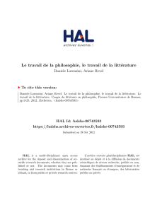 Le travail de la philosophie, le travail de la littérature