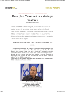 Du « plan Yinon » à la « stratégie Yaalon », par