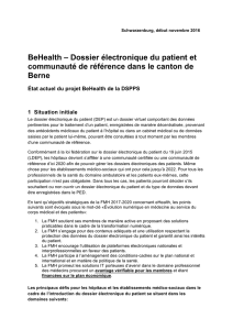BeHealth – Dossier électronique du patient et communauté de