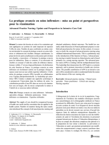 La pratique avancée en soins infirmiers : mise au point et