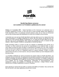 Nordik Spa-Nature, partenaire de la Fondation québécoise du cancer