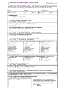 Questionnaire Médical Confidentiel