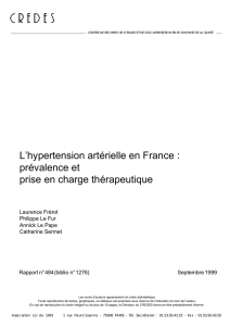 L`hypertension artérielle en France : prévalence et prise en