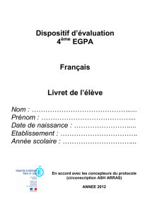 Livret de l`élève 4ème français