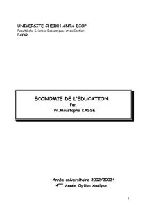 Economie de l`Education - Professeur Moustapha Kassé