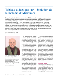 Tableau didactique sur l`évolution de la maladie d`Alzheimer