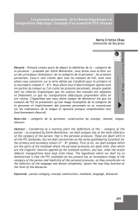 Les pronoms personnels : de la théorie linguistique à la