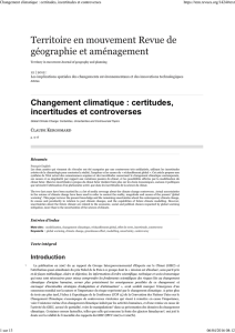 Changement climatique : certitudes, incertitudes et controverses