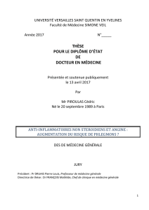 anti-inflammatoires non steroidiens et angine