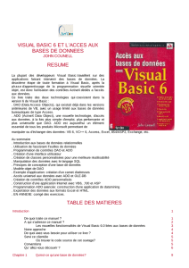 visual basic 6 et l`acces aux bases de donnees resume table