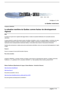 La situation maritime du Québec comme facteur de