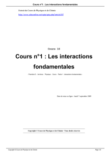 Cours n°1 : Les interactions fondamentales