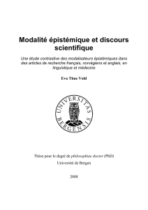 Modalité épistémique et discours scientifique - BORA