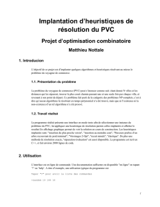 Implantation d`heuristiques de résolution du PVC