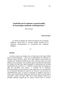 L`individu est-il vraiment ce grand oublié de la pratique médicale