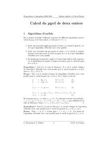 Calcul du pgcd de deux entiers