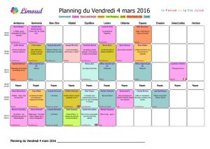 Planning du Vendredi 4 mars 2016