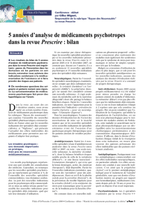5 années d`analyse de médicaments psychotropes dans la revue