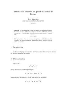 Théorie des nombres :le grand théorème de Fermat