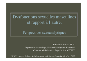 Dysfonctions sexuelles masculines et rapport à l`Autre. Perspectives
