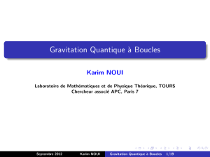 Gravitation Quantique `a Boucles