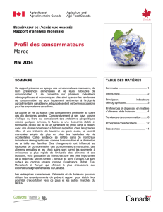 Profil des consommateurs - Maroc - Agriculture et Agroalimentaire