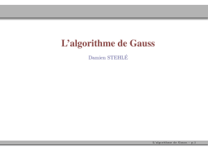 L`algorithme de Gauss