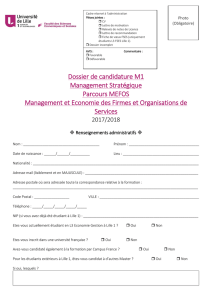 Dossier de candidature M1 Management Stratégique Parcours